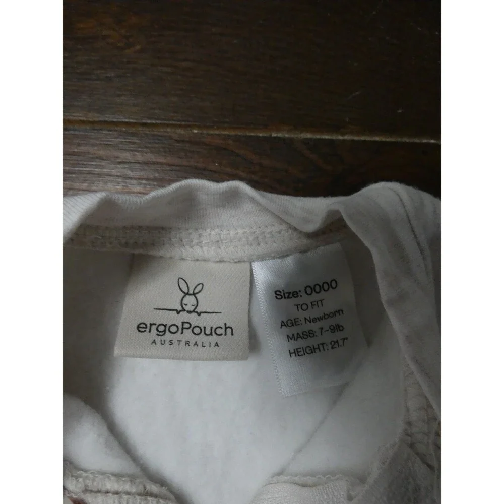 Ergo Pouch Australia Newborn Size 0000 Oatmeal Ivory Zipper Sleep Sack Cotton